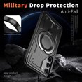 thumbnail image 3 of 360° Rotatable Magnetic Ring for Samsung Galaxy S23 Case, Compatible with MagSafe [Non-Slip Texture Edge] [Built-in Kickstand] [Military Shockproof] Matte Soft TPU Bumper Ultra Slim, Black, 3 of 5