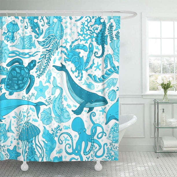 CYNLON Blue Underwater Sea Life Boundless Whale Dolphin