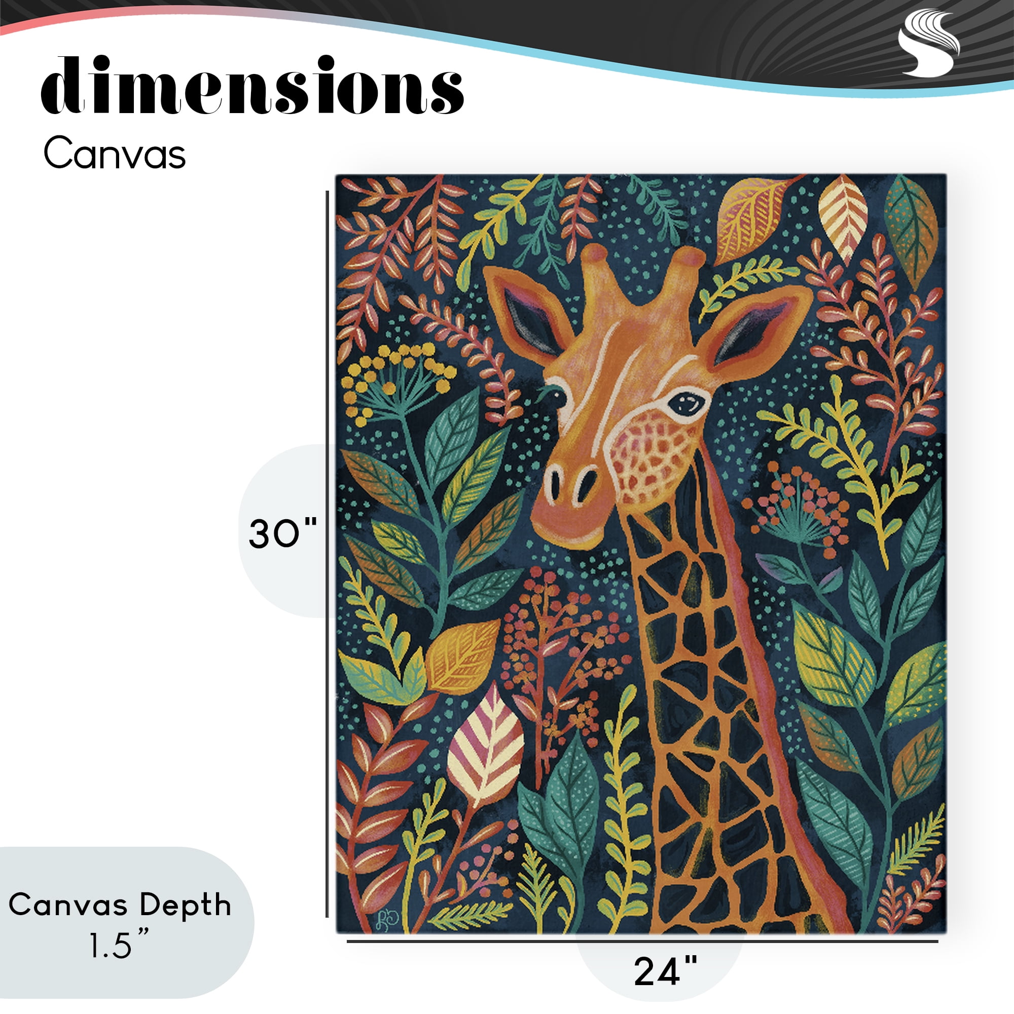 Stupell Industries Exotic Leaf Pattern Giraffe Canvas Wall Art, design by Lisa R Dumm