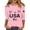 Pink, variant on Youpwaven 250th Anniversary USA 3/4 Sleeve Crewneck Flag Graphic Tee Pullover for Women, America 250 Semiquincentennial Independence Day Patriotic Celebration Fashion Outfit