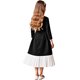 thumbnail image 4 of Vestido Formal Negro de Manga Larga Vestido Negro Pequeño de Manga Larga con Arco, Mangas de 3/4 de Longitud, Falda Plisada de Rodilla para las Fiestas de Cumpleaños de las Niñas, Bodas, Actuaciones, 4 of 6