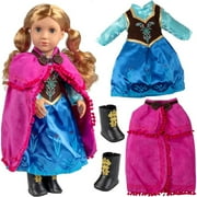 Anna Frozen Inspired Doll Clothes (Includes Dress Shawl Boots) For American Girl Doll