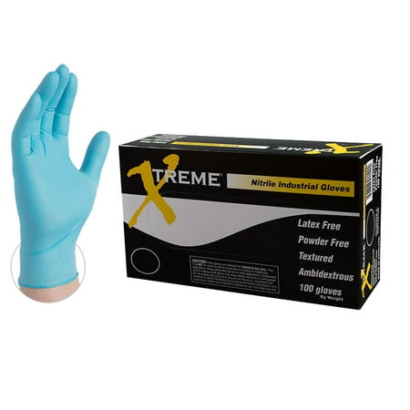 Xtreme Nitrile Latex Free Industrial Disposable Gloves, Medium, Blue, 100/Box