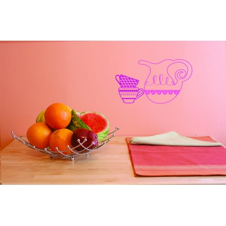 Do It Yourself Wall Decal Sticker Kettle And Two Tea Cups Home Decor 14×28 Do It Yourself Wall Decal Sticker Kettle And Two Tea Cups Home Decor 14×28