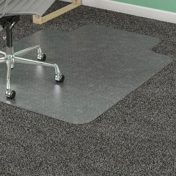 Lorell PlushMat Standard Lip Chairmat 48" Length x 36" Width x 0.13" Thickness - Lip Size 10" Length x 19" Width - Vinyl - Clear