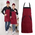 thumbnail image 4 of Delantal de cocina halter con bolsillos de remolque Delantal de cocina de poliéster Ropa de camarero (Rojo), 4 of 7
