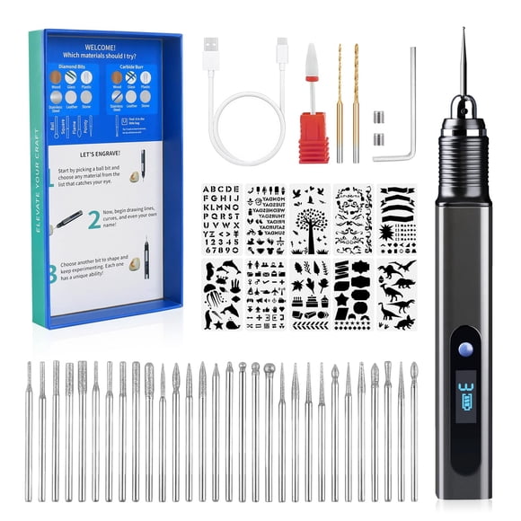 Kit de bolígrafos para grabar Cykelith inalámbrico con 33 puntas y plantillas