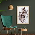 thumbnail image 2 of Music Wall Art with Frame, Floral Design Treble Clef and Singing Flying Birds Sparrows Art, Printed Fabric Poster for Bathroom Living Room, 23" x 35", Chestnut Brown White, by Ambesonne, 2 of 2