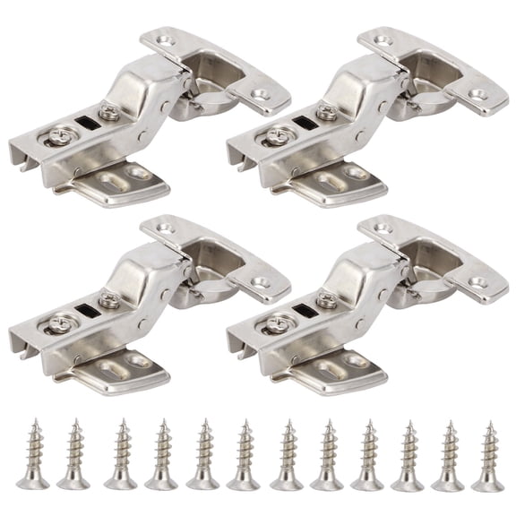 Steel Hinge 4Sets Hinges for Cabinet Kitchen W/Damping Buffer Door Bisagra Cold Rolled Steel HardwareBent Arm 11.3 x 7.2 x 3.6cm