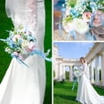 thumbnail image 4 of Bouquet de boda con rosas de seda color azul, rosa y crema, 22 cm, color azul, 4 of 8