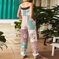 thumbnail image 4 of JULMCOMO Cotton Linen Jumpsuits for Women Floral Print Scoop Neck Loose Fit Overalls Tie Strap Sleeveless Casual Summer Overalls Pink XL, 4 of 7