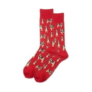 Hot Sox Men's Cow Herd Crew Socks, Red, Large