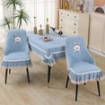 thumbnail image 2 of Advancent Cojín de silla con funda europea plisada de conejo, cojín de asiento curvo grueso con respaldo integrado Cubiertas para muebles de jardín azul, 2 of 6