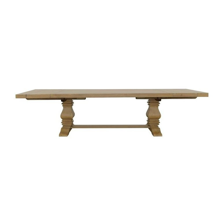Florence Extendable Plank Dining Table, Rustic Smoke, Double