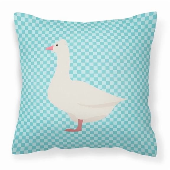 Carolines Treasures BB8072PW1414 Roman Goose Blue Check Fabric Decorative Pillow, 14 x 14 in.
