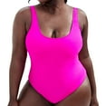 thumbnail image 2 of Jacenvly Bathing Suits for Women Tankini Junior High Waist Swimsuits Hot Pink, 2 of 5