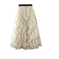 thumbnail image 3 of Women's High-Waisted Double-Layered Fairy Ruffle Hemmed Midi A-Line Skirt, 3 of 4
