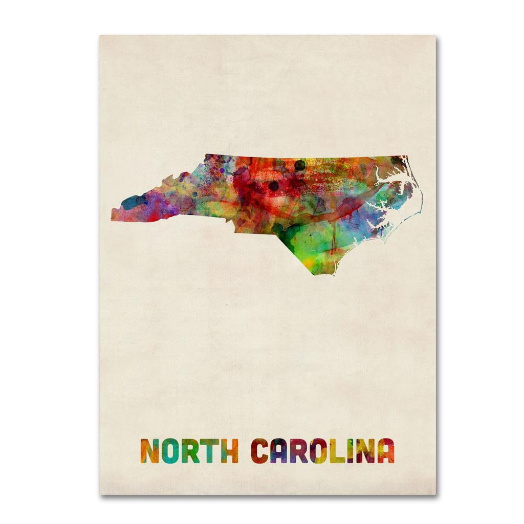 Trademark Fine Art "North Carolina Map" Canvas Wall Art by Michael Tompsett