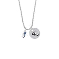 thumbnail image 2 of Delight Jewelry Silvertone Mini Royal Blue Running Shoe Silvertone Script Initial Disc - K - Charm Necklace, 20"+3", 2 of 4