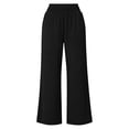 thumbnail image 4 of Women's Tencel Loose Wide Leg Pants, Mid Elastic Waist, Tummy Control, Straight Leg Trousers for Casual, Walking, Travel, Office, Lounge, Soft Summer | TruBelle,Black 2XL, 4 of 6