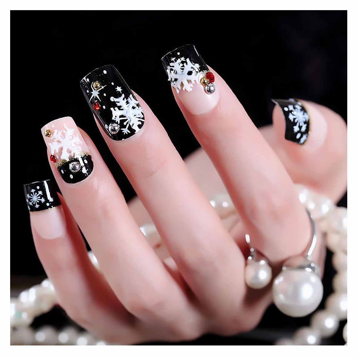 24Pcs Christmas False Nails Black White Red Style Xmas Snowflake Full Cover Coffin Fake Nail Art Tips Christmas Gift Dec | Walmart Canada 24Pcs Christmas False Nails Black White Red Style Xmas Snowflake Full Cover Coffin Fake Nail Art Tips Christmas Gift Dec | Walmart Canada