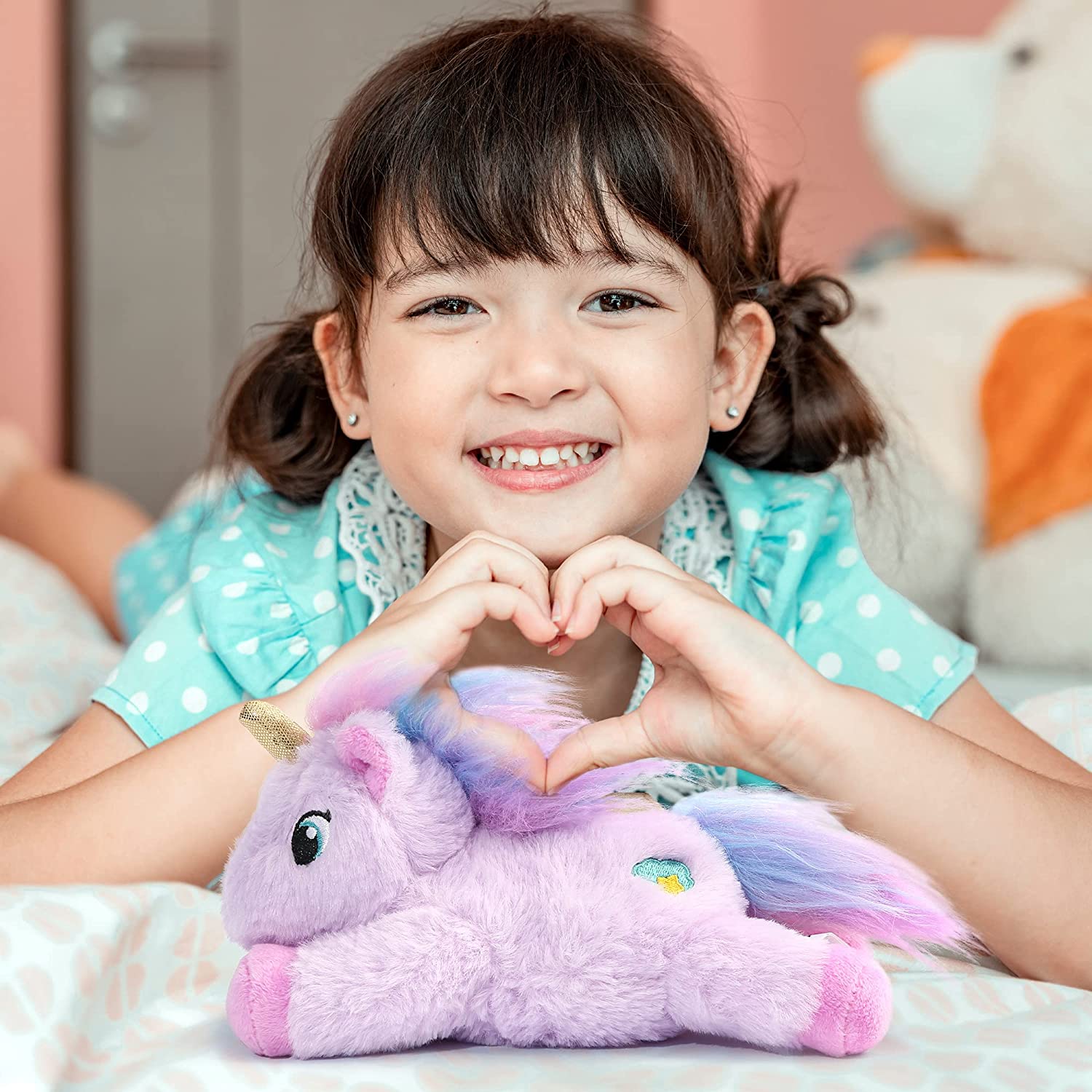 LotFancy 2 Pcs 7 in Unicorn Stuffed Animal Plush Toys Gift for Kids Girls Boys, Purple and White - image 5 of 6