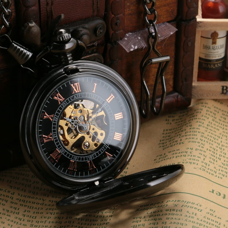 ManChDa Antique Hand Wind Dragon Pocket Watch for Men with Mechanical Skeleton Dial and Roman Numerals Walmart