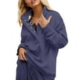 thumbnail image 5 of Blue Womens Fall Tops Sweatshirt for Women Oversized Casual Long Sleeve Button Neck Pullover Tops Fashion Outfits Clothes Sweaters for Women, 5 of 6