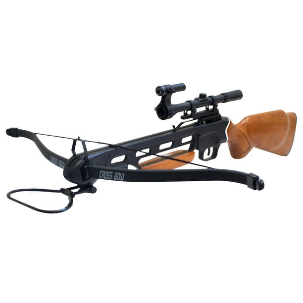150 lbs Wood Hunting Crossbow with 8 Arrows + 4x20 Scope + 6 x