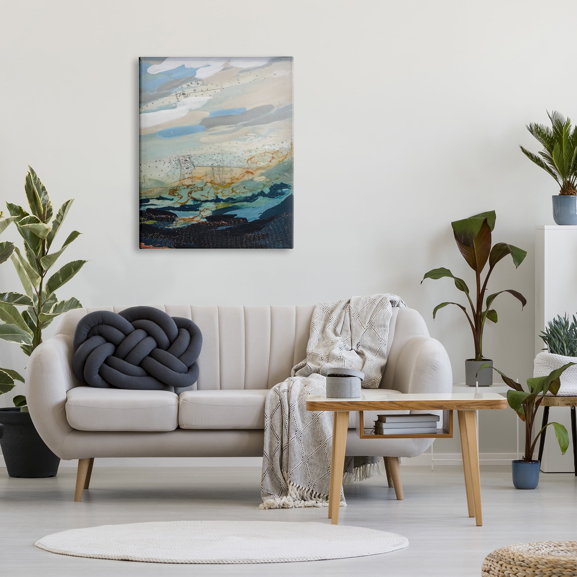 Stupell Industries Nautical Landscape Abstract Ocean Layered Map Collage Painting Gallery Wrapped Canvas Print Wall Art, Design by Stacy Gresell