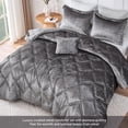 thumbnail image 4 of Regency Heights King/Cal King Size Comforter Sets, Velvet Bedding Comforter Set for All Seasons, Grey Bedding Set with Decor Pillow, 4 of 8