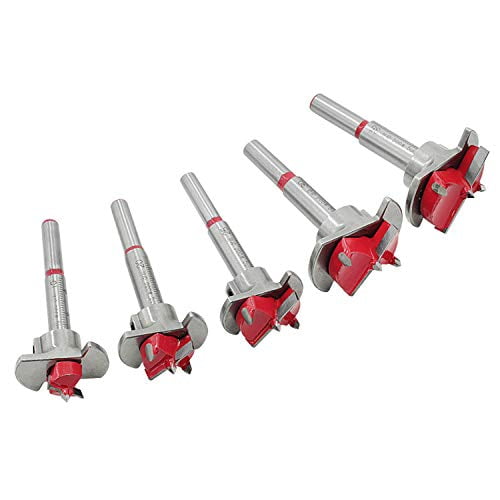 5Pcs Drill Bit Set Adjustable Positioning Woodworking Hinge Hole Drilling Boring Bit Wood Auger Cutter Hexagon Wrench (15/20/25/30/35mm)