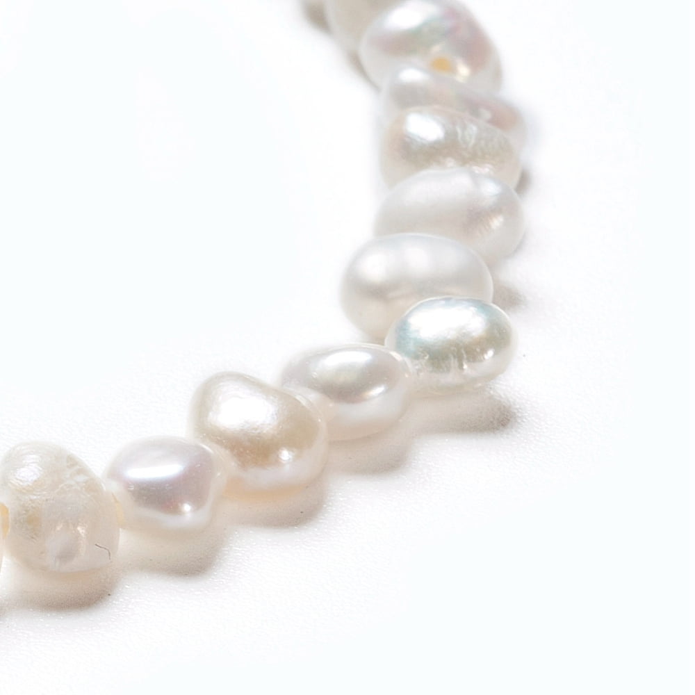 6 Strand Natural Cultured Freshwater Pearl Beads Strands Two Sides Polished White 3.5~4.5x2.5~3x3~3.5mm Hole: 0.5mm about 48pcs/strand