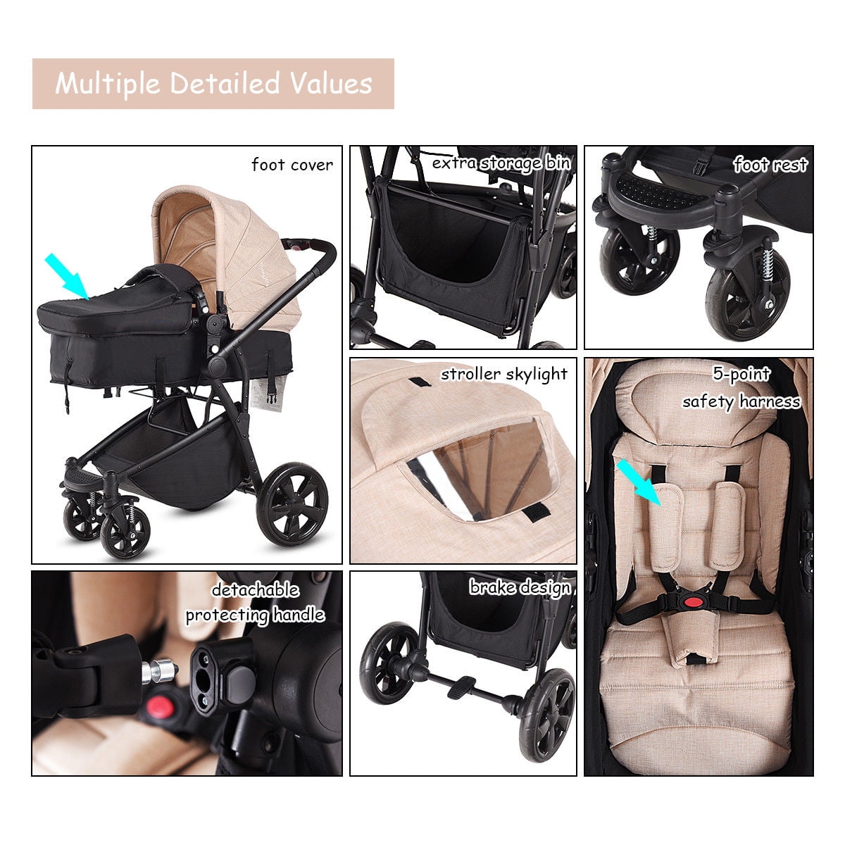 costway 2 in 1 stroller