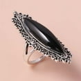 thumbnail image 3 of Black Retro Statement Rings For Women 925 Silver Plated Fashion Jewelry Turkish Style Big Stone Gemstone Rings For Her, 3 of 5