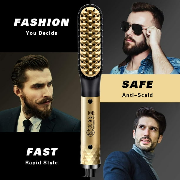 Beard Straightener Mens Hair Straightener Comb for Men Ionic Quick Style Beard Hair Straightener Brush Electric Heated Hot Beard Comb Brush for Men Travel and Home Men s Gift Walmart