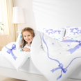 thumbnail image 4 of Feelyou Kawaii Bowknot Kids Bedding Comforter Set, Fashion Princess Style Twin Comforter Sets, Dreamy Purple Ribbon Reversible Bedding Set, Breathable Home Decor, 2-Piece, 4 of 8