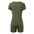 thumbnail image 4 of ASFGIMUJ Women's Short Sleeve Bodycon Romper Stretchy Square Neck Sexy Unitard Jumpsuit,Size L, 4 of 5