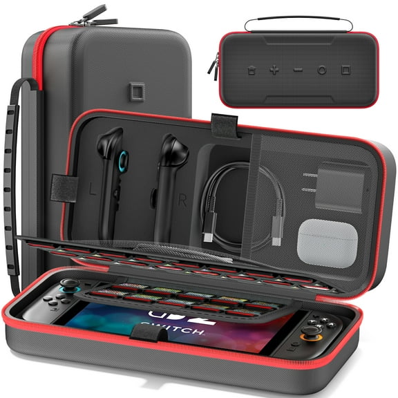 OIVO Carrying Case Compatible with Switch 2, Large Switch 2 Case Travel Bag Fit for Joycon & Adapter, Protective Switch Carry Holds 26 Game Cards