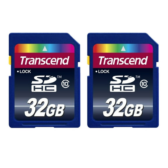 Pack of 2 Transcend 32 GB SDHC Class 10 Flash Memory Card TS32GSDHC10