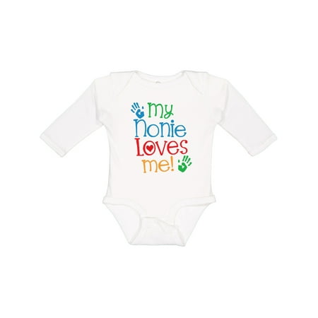 

Inktastic My Nonie Loves Me Gift Baby Boy or Baby Girl Long Sleeve Bodysuit