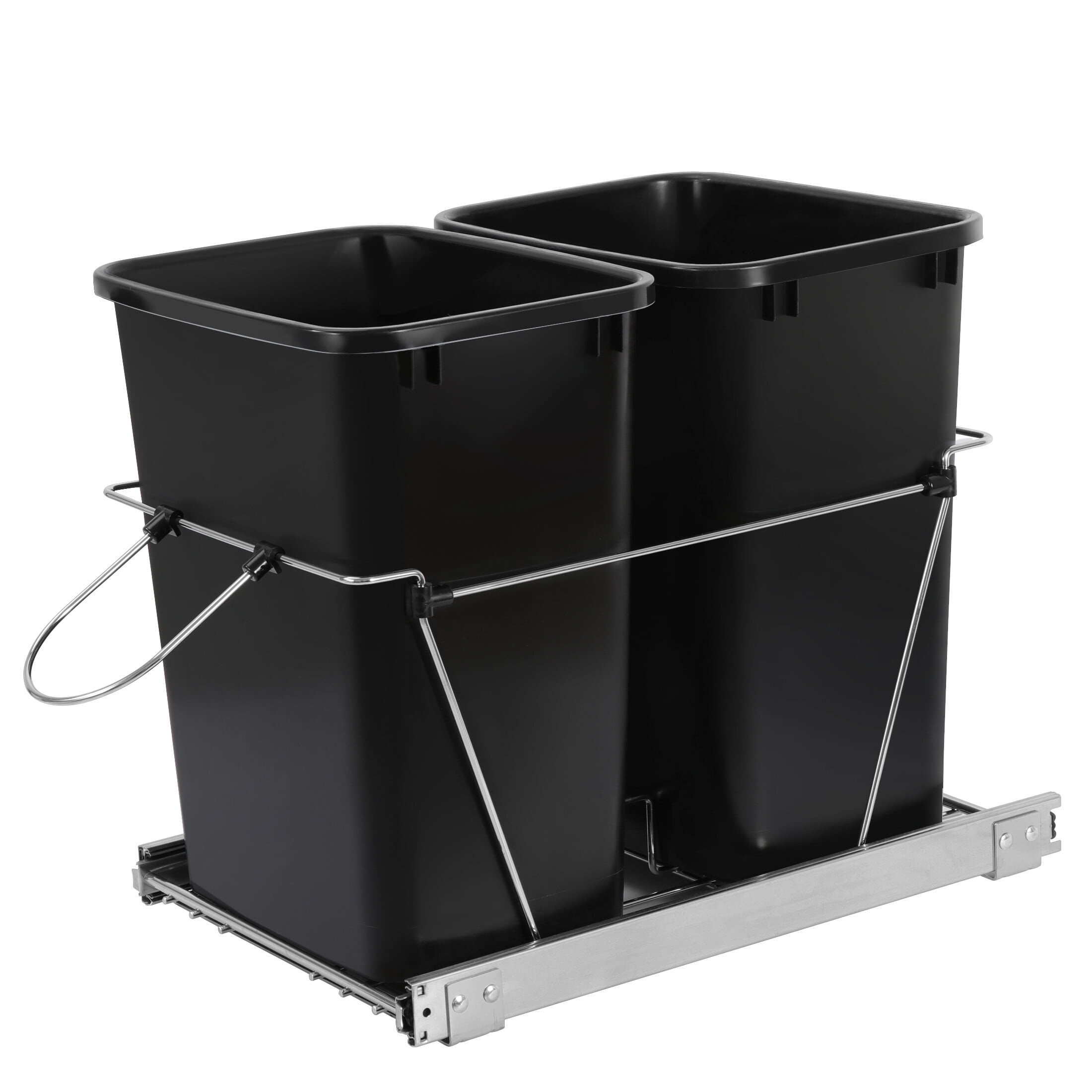 ZENSTYLE Durable 2 Pack Pull Out Trash Garbage Can 35 Quart Sliding Kitchen Waste Container Saving Space Indoor