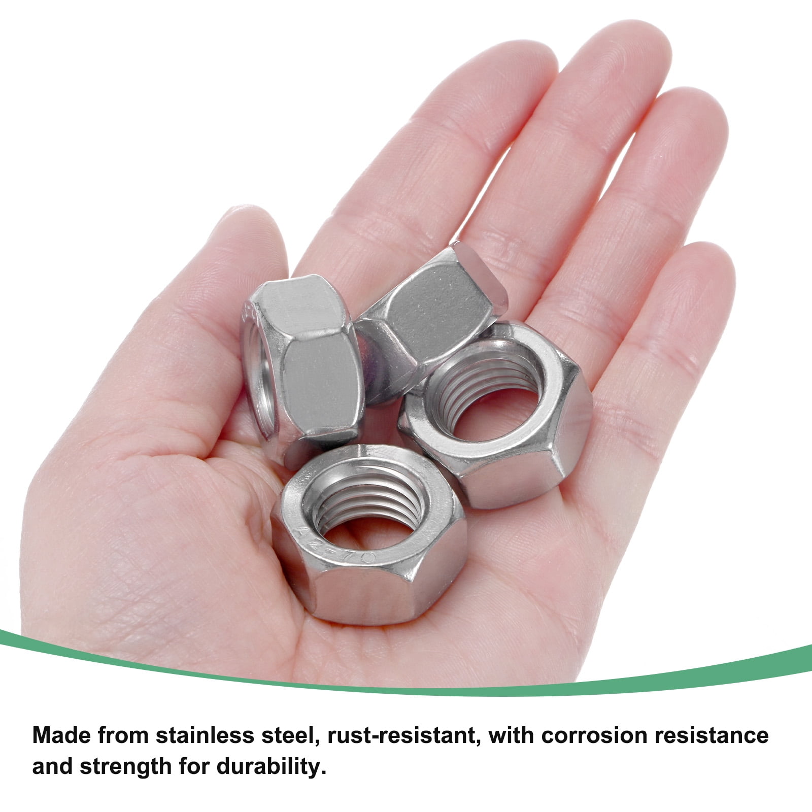 Uxcell 20 Pack Metric Hex Nuts M16 x 2mm Thread Stainless Steel Hexagon Nut for Machinery Automotive