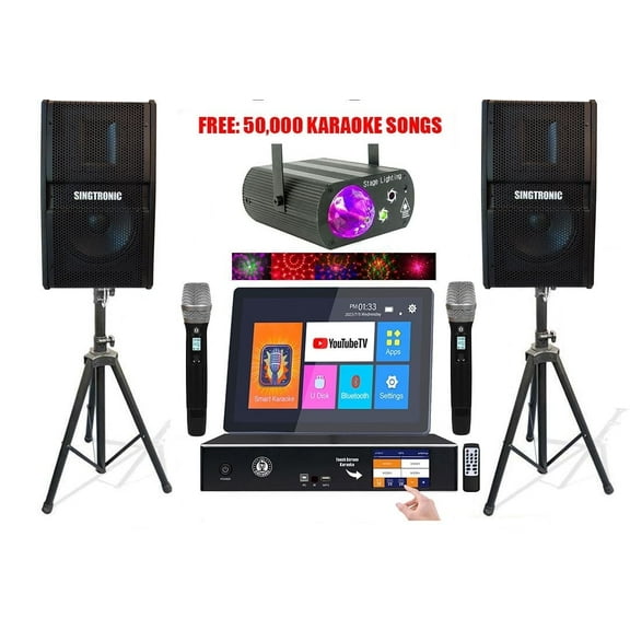 Singtronic Complete Karaoke Machine System, Select Songs by Apps via Phone & Tablets, Free: 50,000 Songs & Unlimited YouTube Songs, 2500W