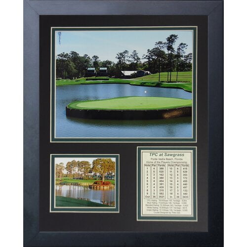 legends never die "tpc sawgrass hole #17" framed photo collage, 11 x 14-inch