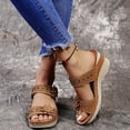 thumbnail image 1 of Zapatillas de cuña para mujer de fondo plano con tacón alto y flores informales retro de verano Wmkox8yii ytu7903, 1 of 9