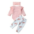thumbnail image 3 of Dewadbow 3Pcs Set Boys Girls Clothes Romper Shirt Tops Flamingo Pants Outfits, 3 of 5
