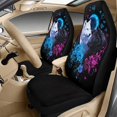 thumbnail image 3 of Xixirimido Car Seat Protection Set 5 Pieces Breathable PU Leather Front Seat Covers with Seat Belt and Console Covers Universal Fits Most Cars, Wolves Floral Moon, 3 of 8
