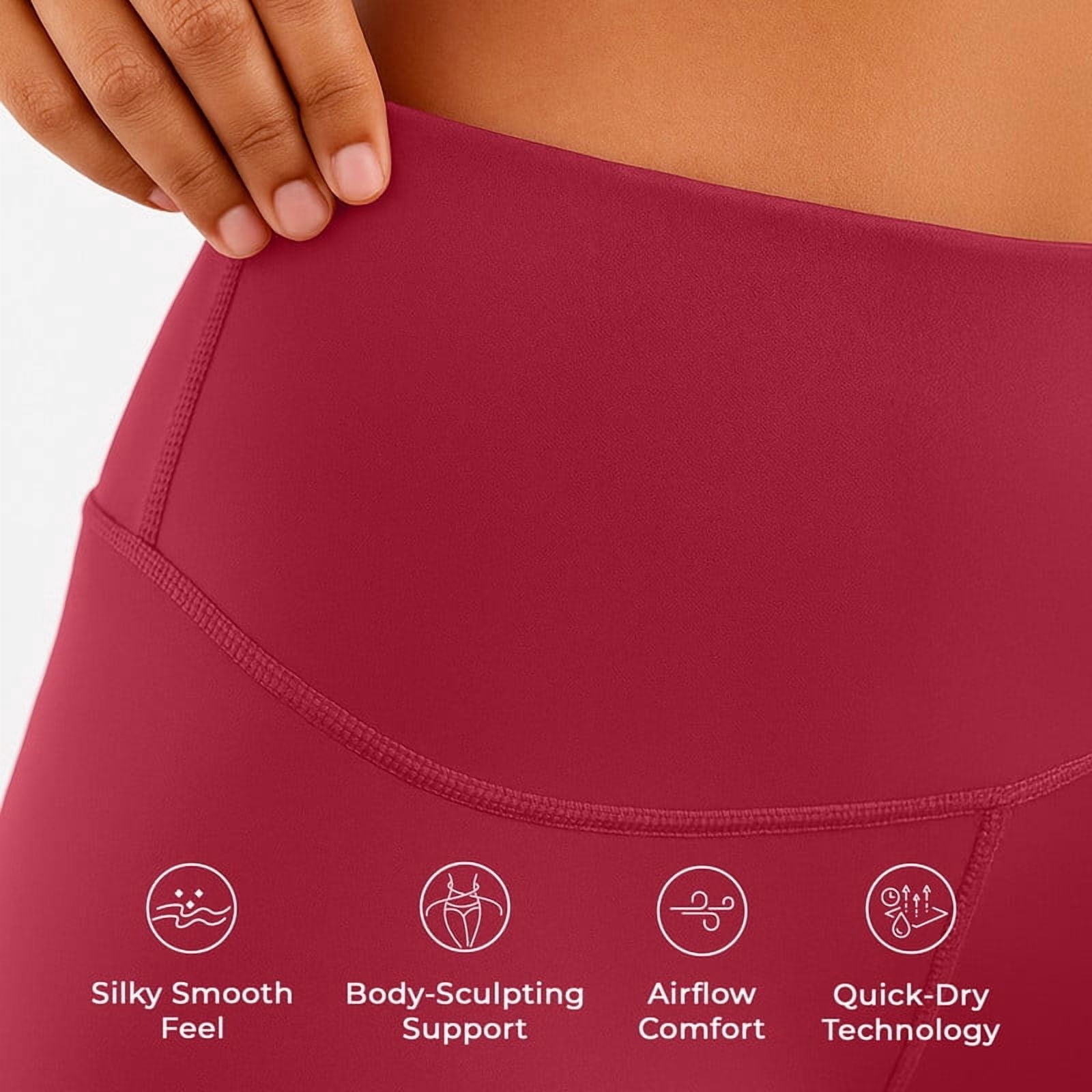 Lux Decor Women's High Waist Leggings with Pockets - Buttery Soft 4-Way Stretch Tummy Control Non-See-Through Squat Proof Yoga Pants for Workout, Gym & Running, Burgundy - XL (US)
