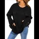 thumbnail image 2 of Blusas de Punto para Mujer 2025, Suéter de Cuello Redondo de Larga Extragrande, Blusas Informales de Negocios, Suéter Básico. Negro M, 2 of 10